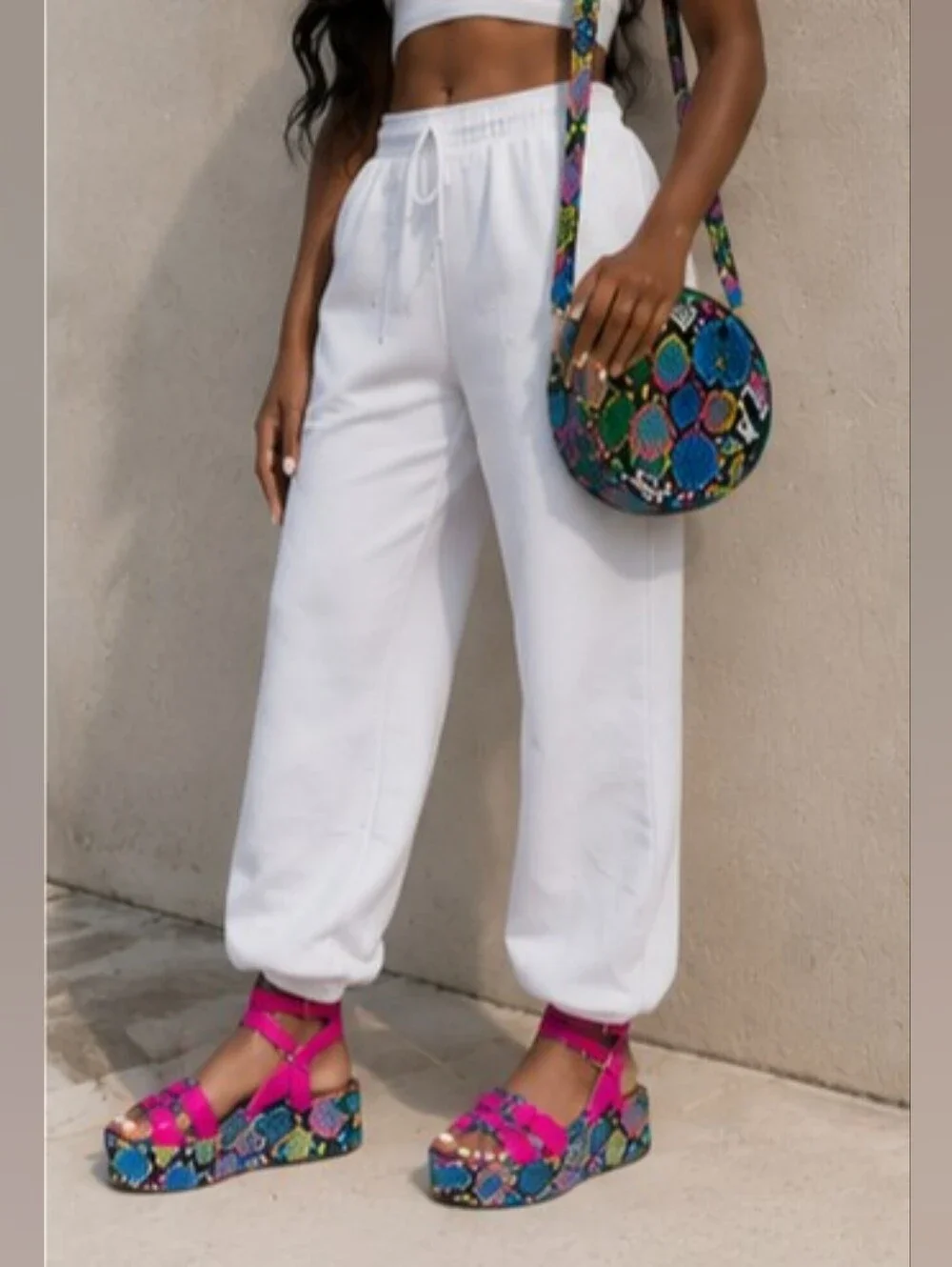 Bright Pink Multicolor Platform Sandals - Women